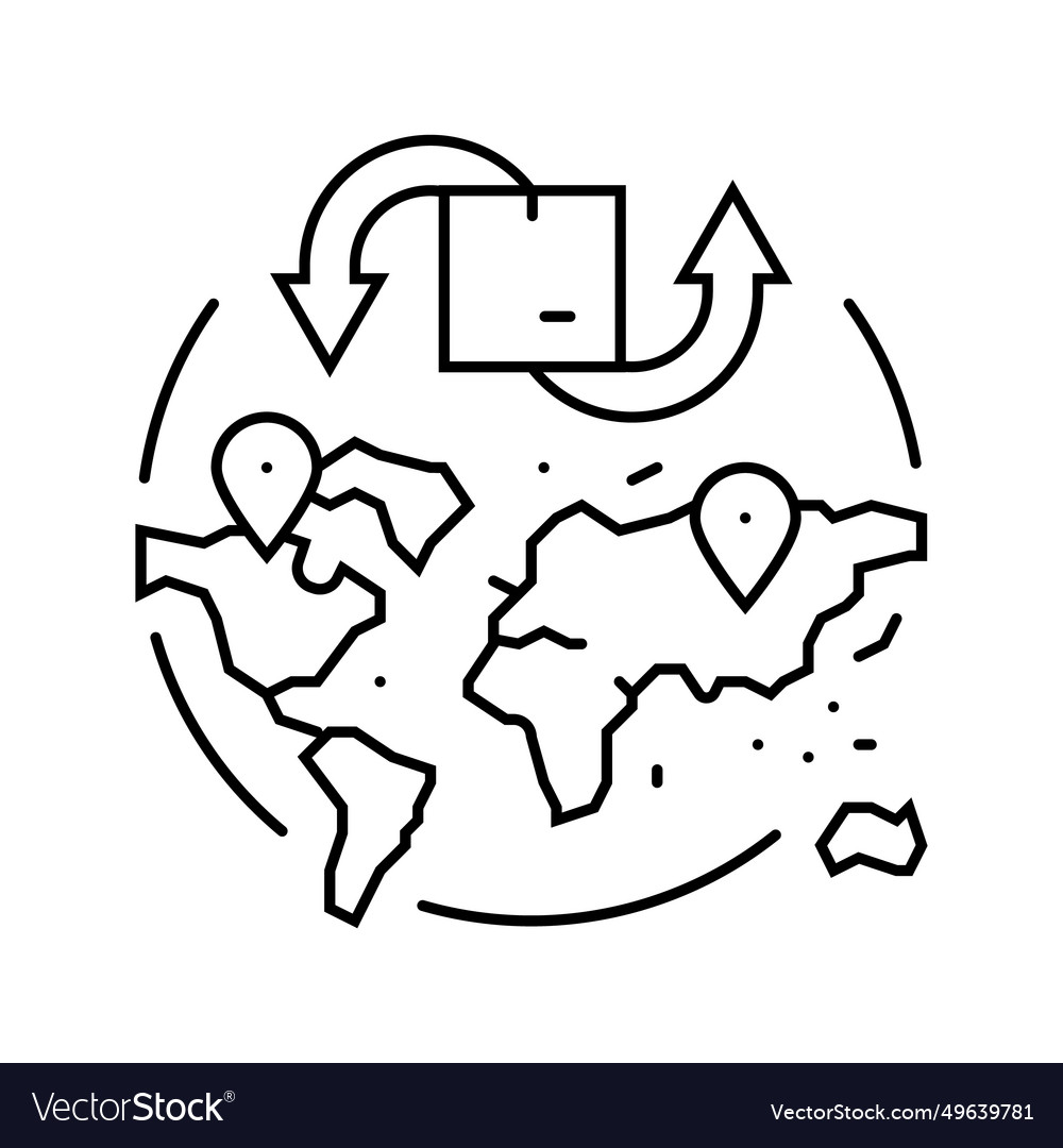 Cross border trade logistic manager line icon vector image Cross border trade logistic manager line icon