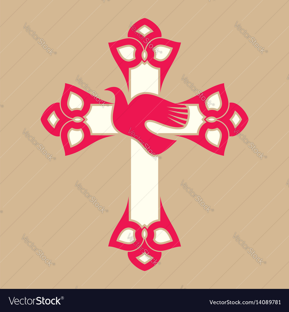 Cross of jesus and the dove Royalty Free Vector Image