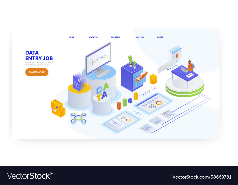 Data entry job landing page design website Vector Image
