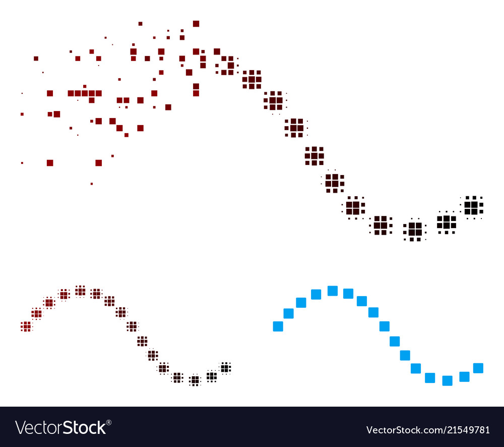 Dissipated pixel halftone dotted function line vector image Dissipated pixel halftone dotted function line