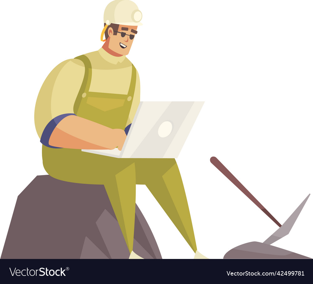 Geologist with laptop composition Royalty Free Vector Image