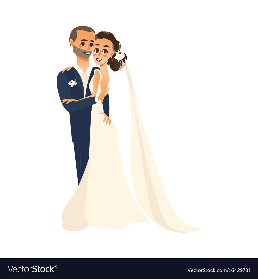 Groom and pride hug each other isolated Royalty Free Vector