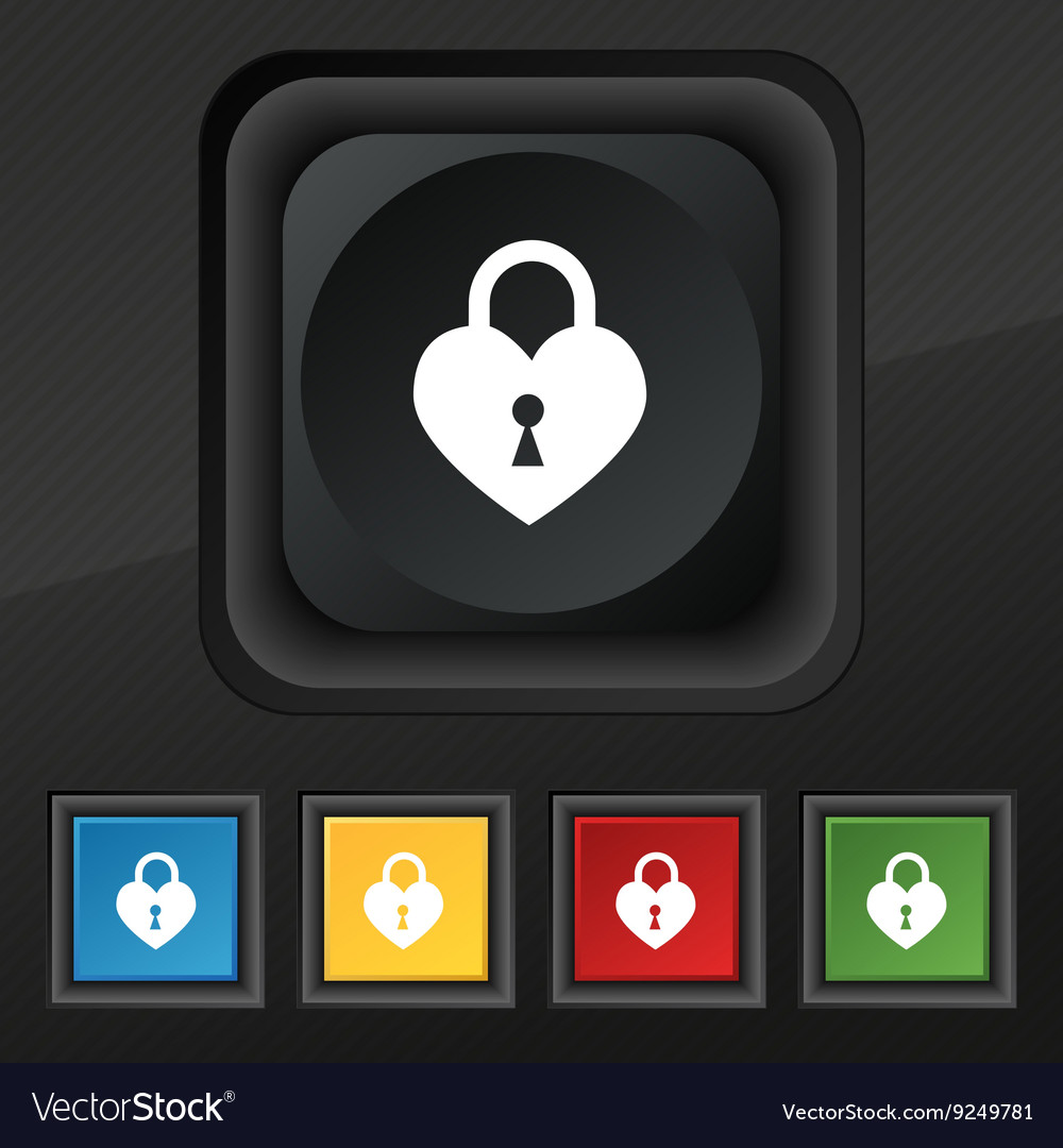Lock in the shape of heart icon symbol set five