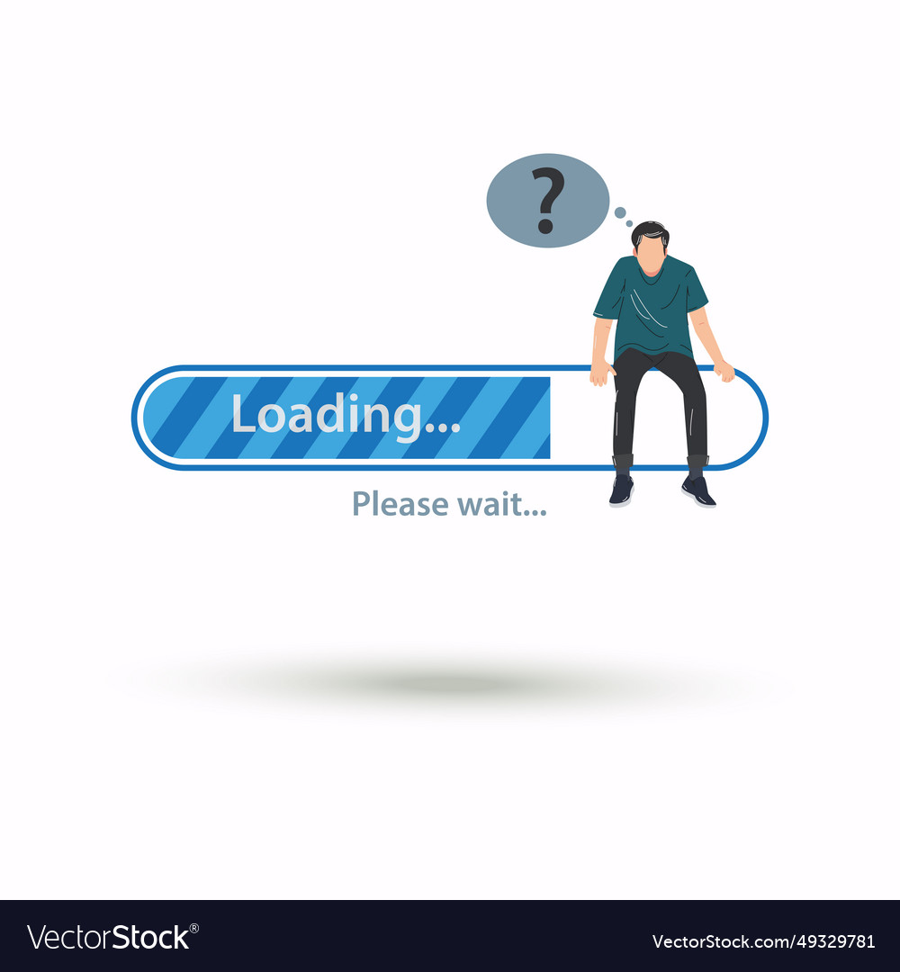 Man sitting on loading bar waiting file