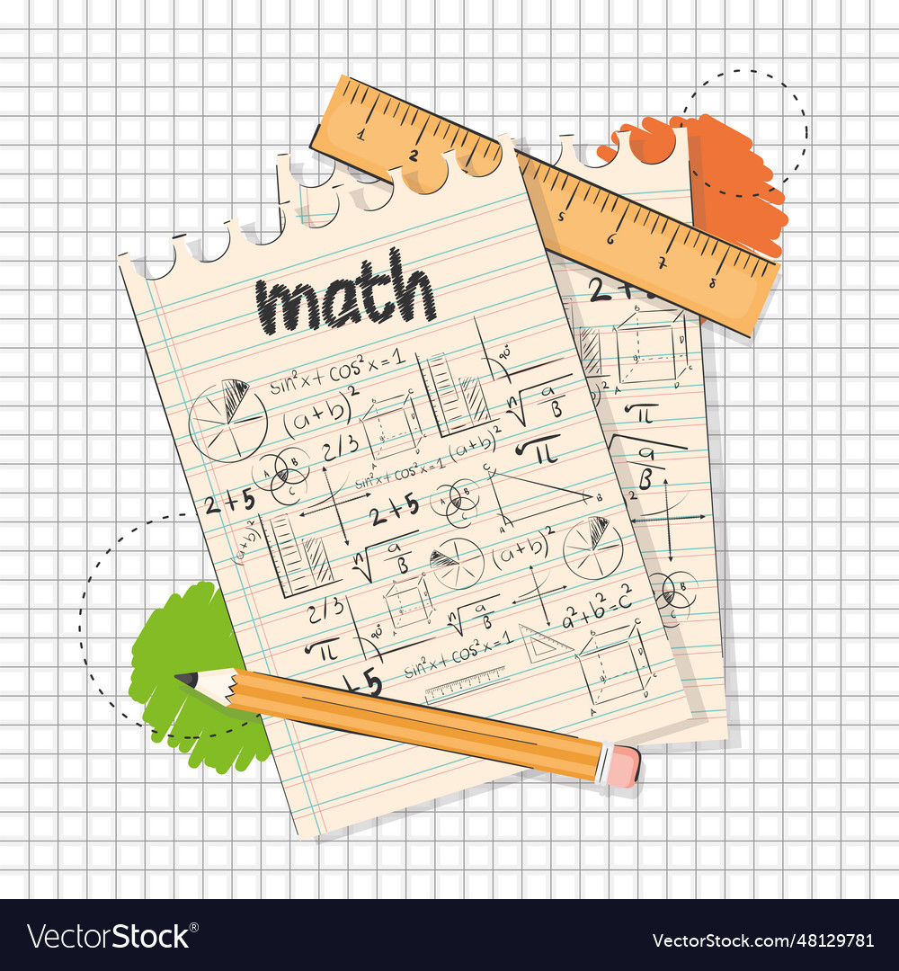 Pair of papers with mathematical formulas Vector Image