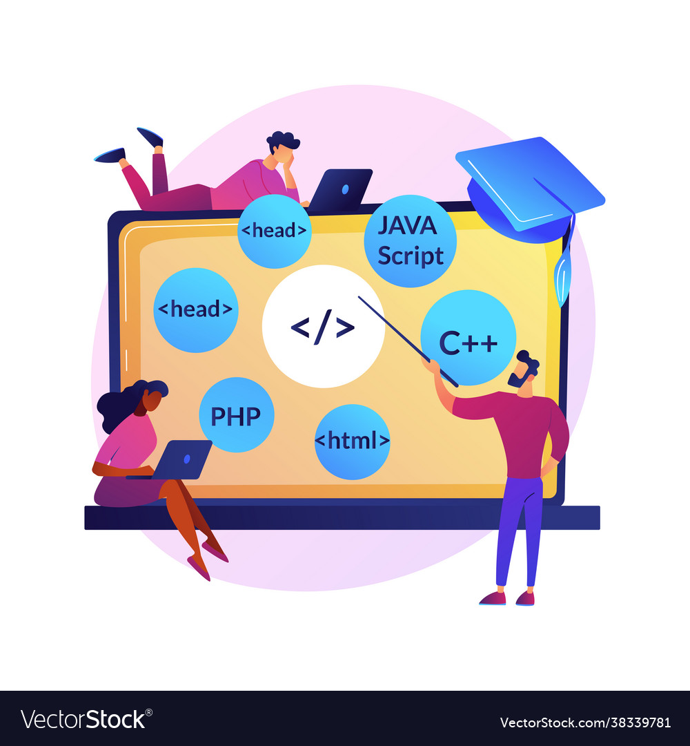 Programming languages learning concept metaphor vector image Programming languages learning concept metaphor