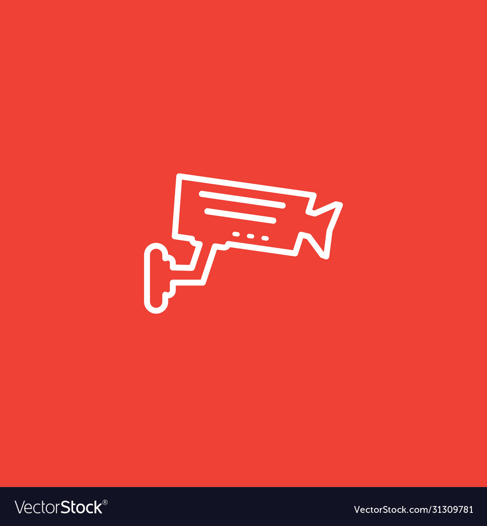 Security camera line icon on red background vector image Security camera line icon on red background