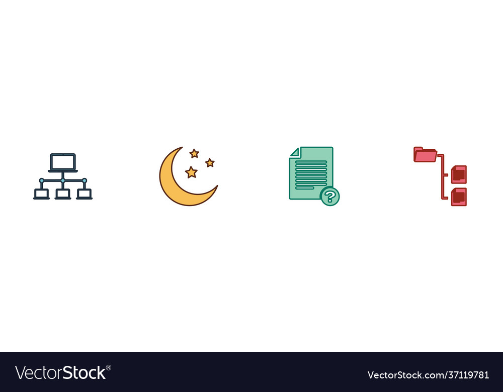 Set computer network moon and stars unknown vector image Set computer network moon and stars unknown