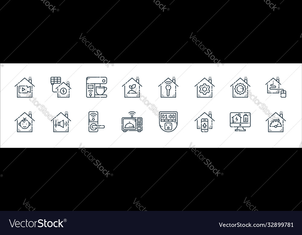 Smarthome line icons linear set quality vector image Smarthome line icons linear set quality
