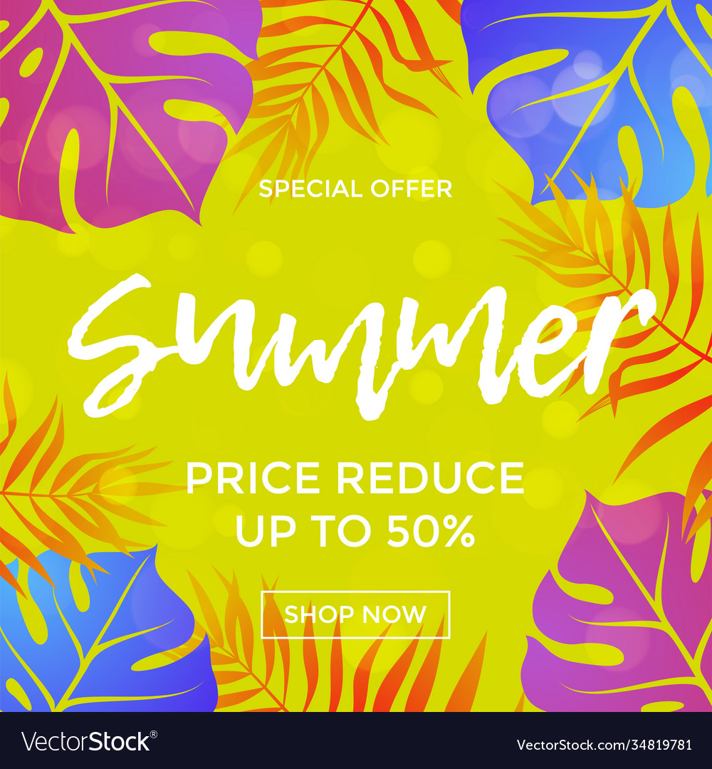 Summer sale price reduce shopping palm leaf poster