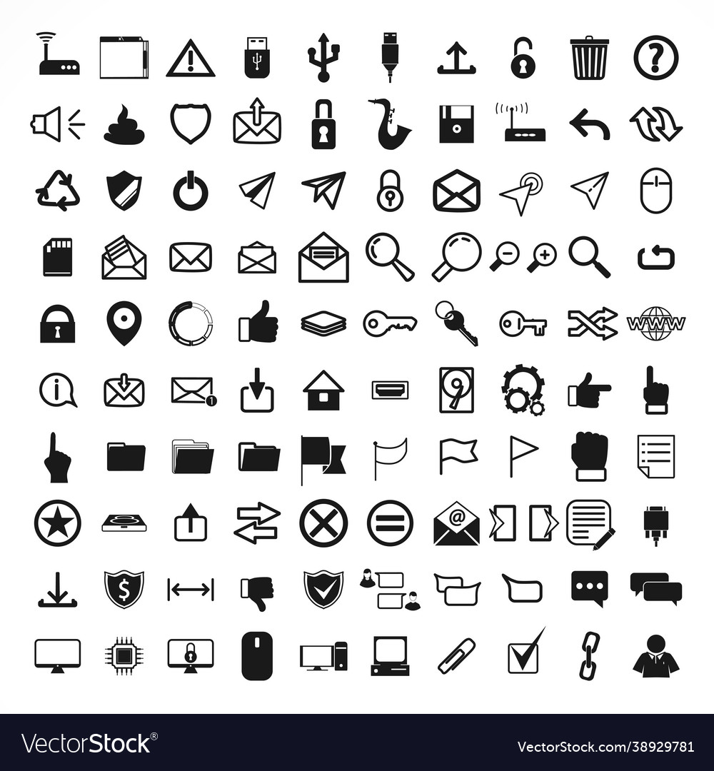 Web icon set with internet social network icons Vector Image Web icon set with internet social network icons
