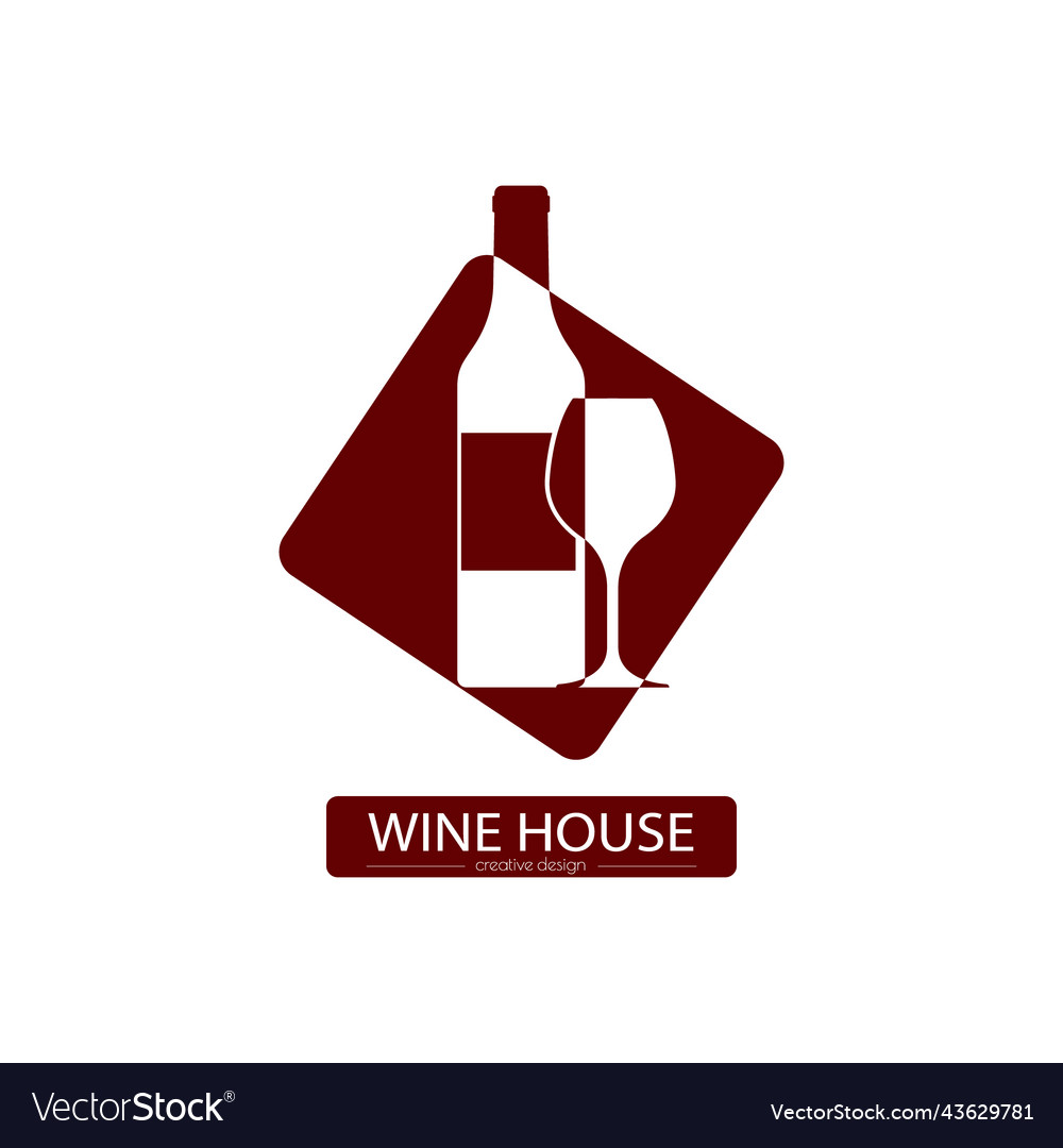 Wine house an template with a bottle of Royalty Free Vector