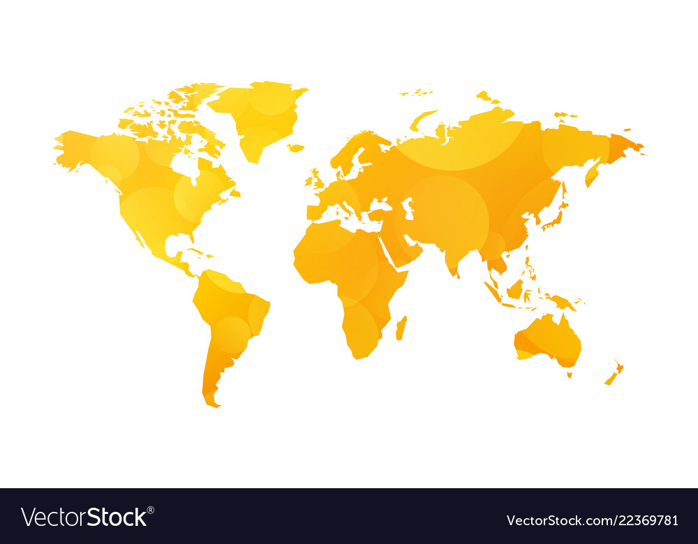 Yellow world map sun theme Royalty Free Vector Image