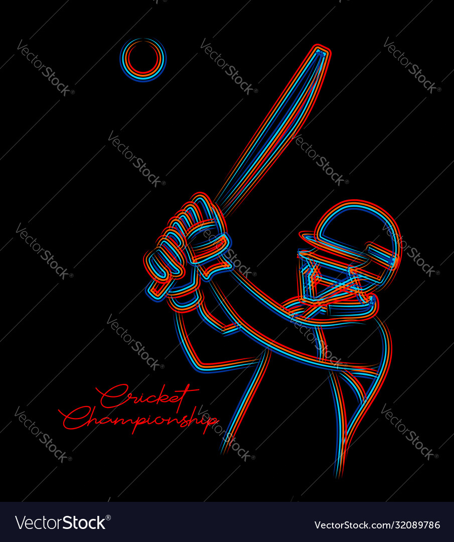 Abstract colorful pattern with batsman and bowler