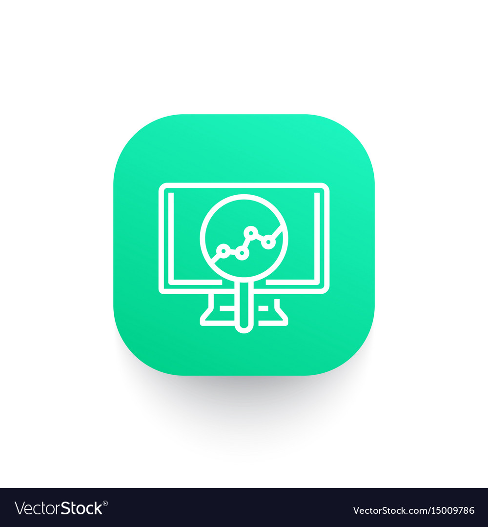 Analytics icon statistic graph on computer screen vector image