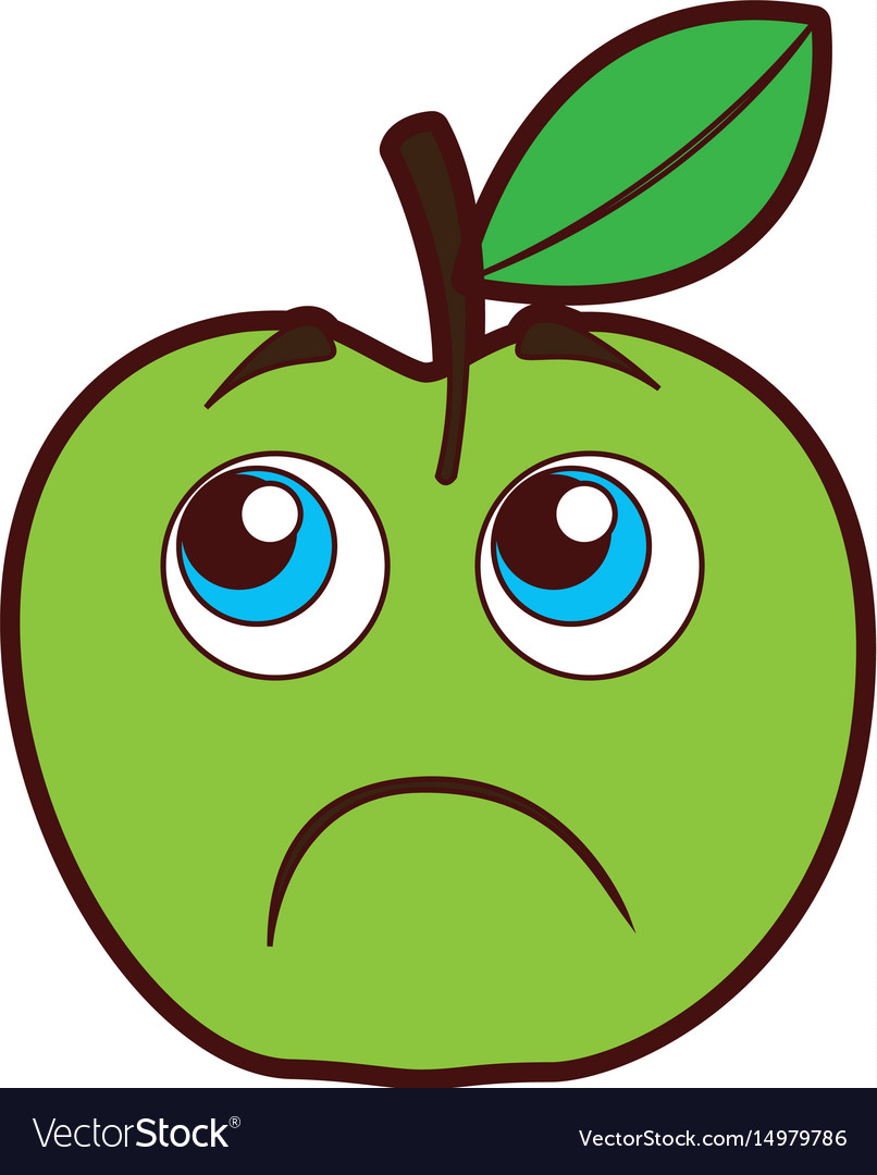 Apple sad kawaii character