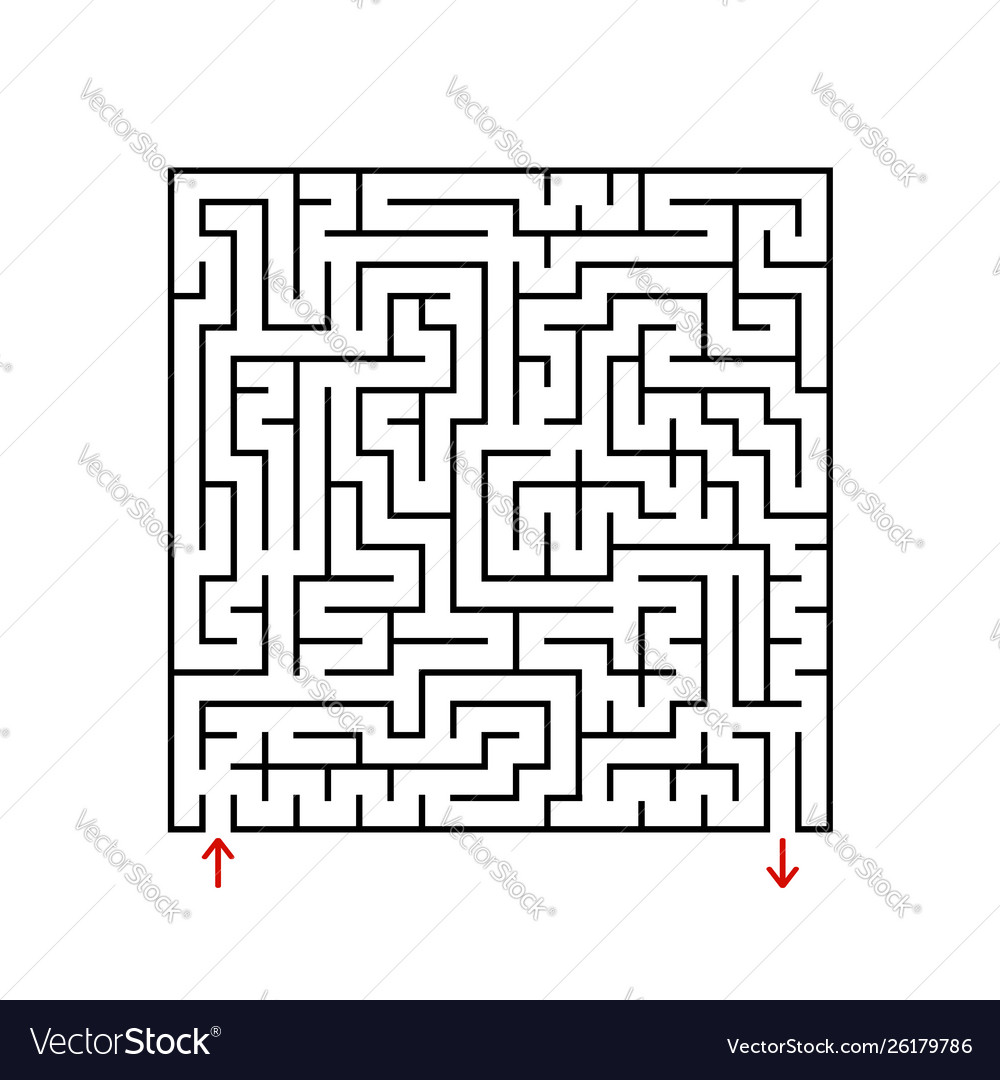 Black square maze with entrance and exit a game vector image Black square maze with entrance and exit a game