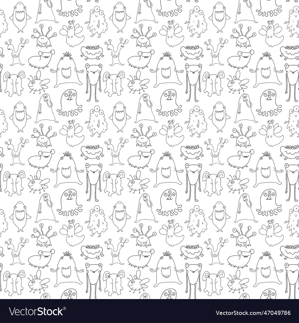 Cute monsters seamless pattern cartoon