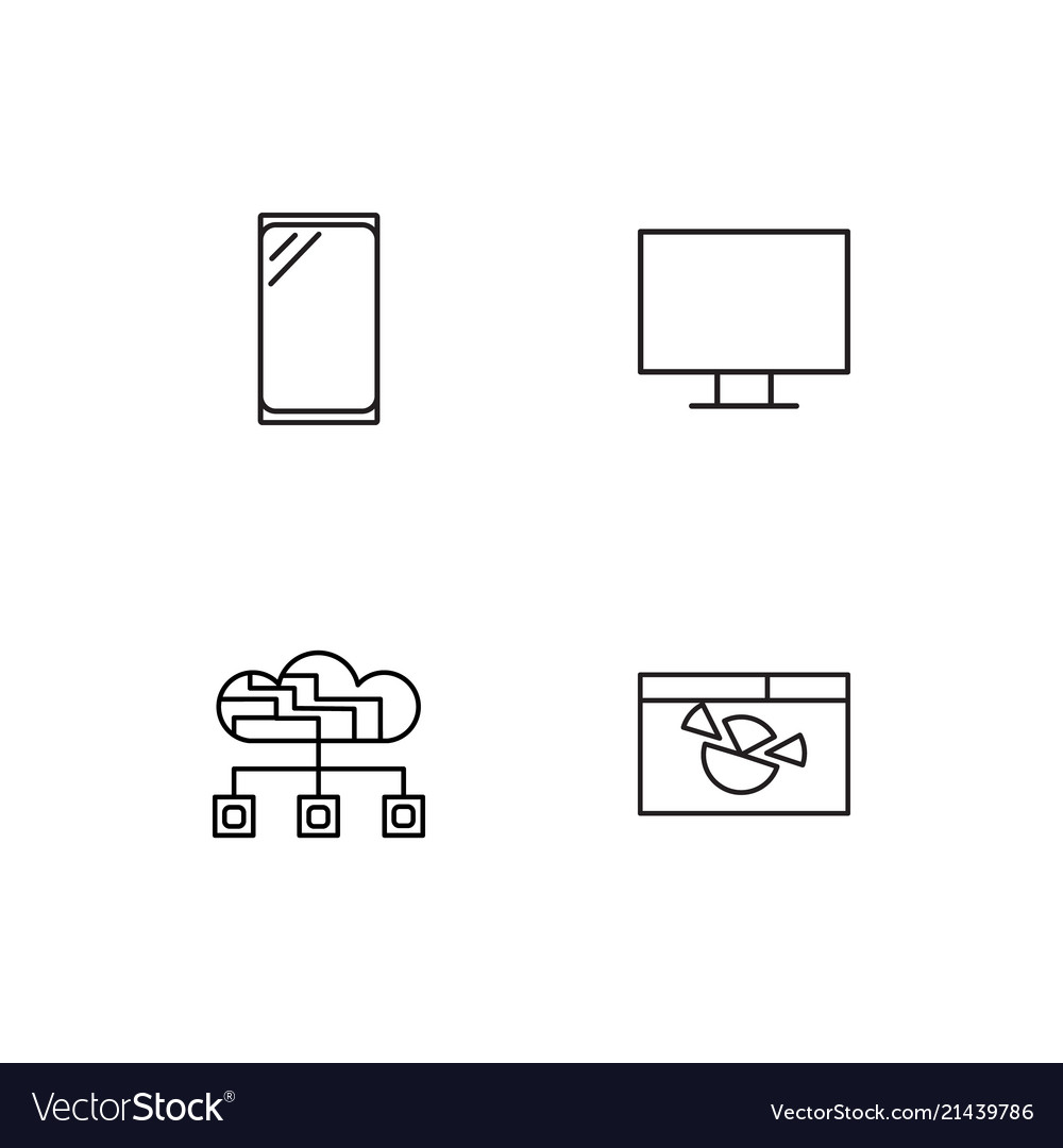 Data analytics linear icons set simple outline