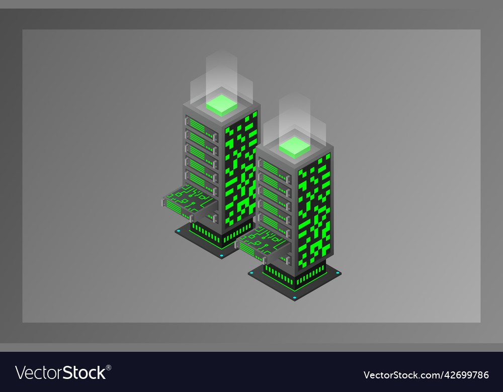 Datacenter isometric abstract 3d hosting server