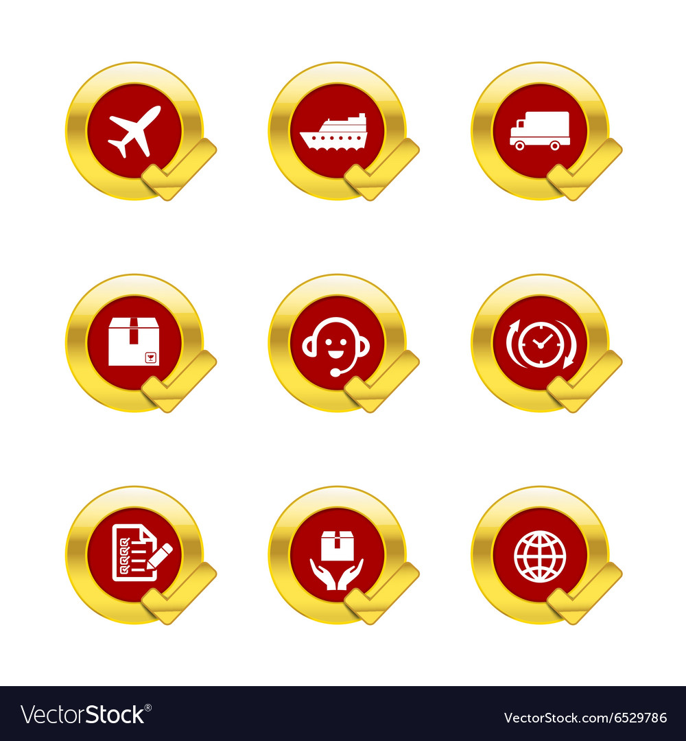 Gold circle and check mark with logistic