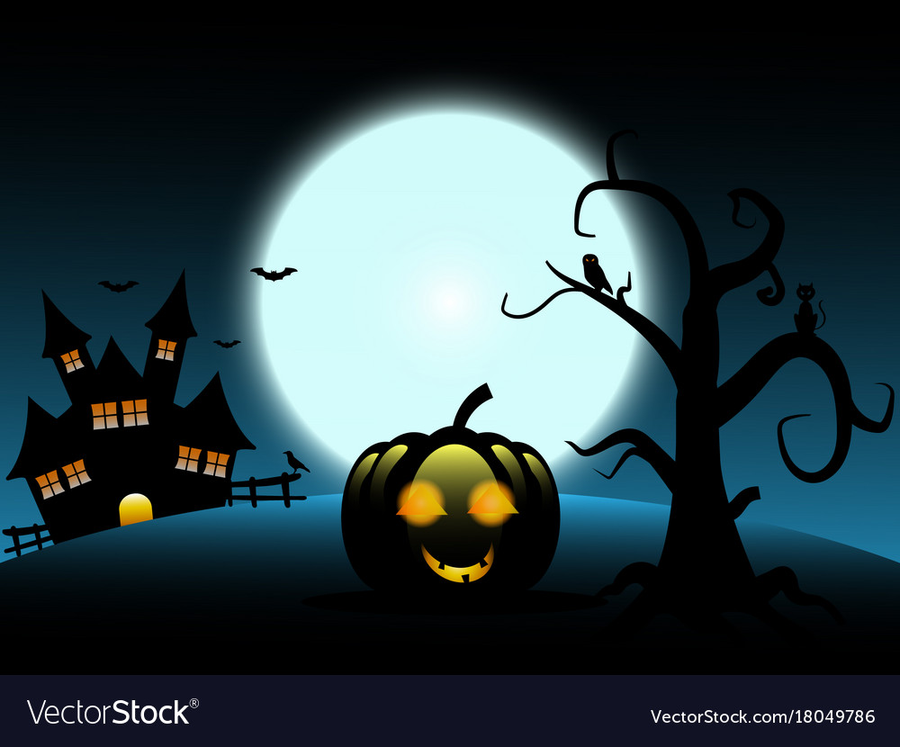 Halloween background include castle pumpkin bat