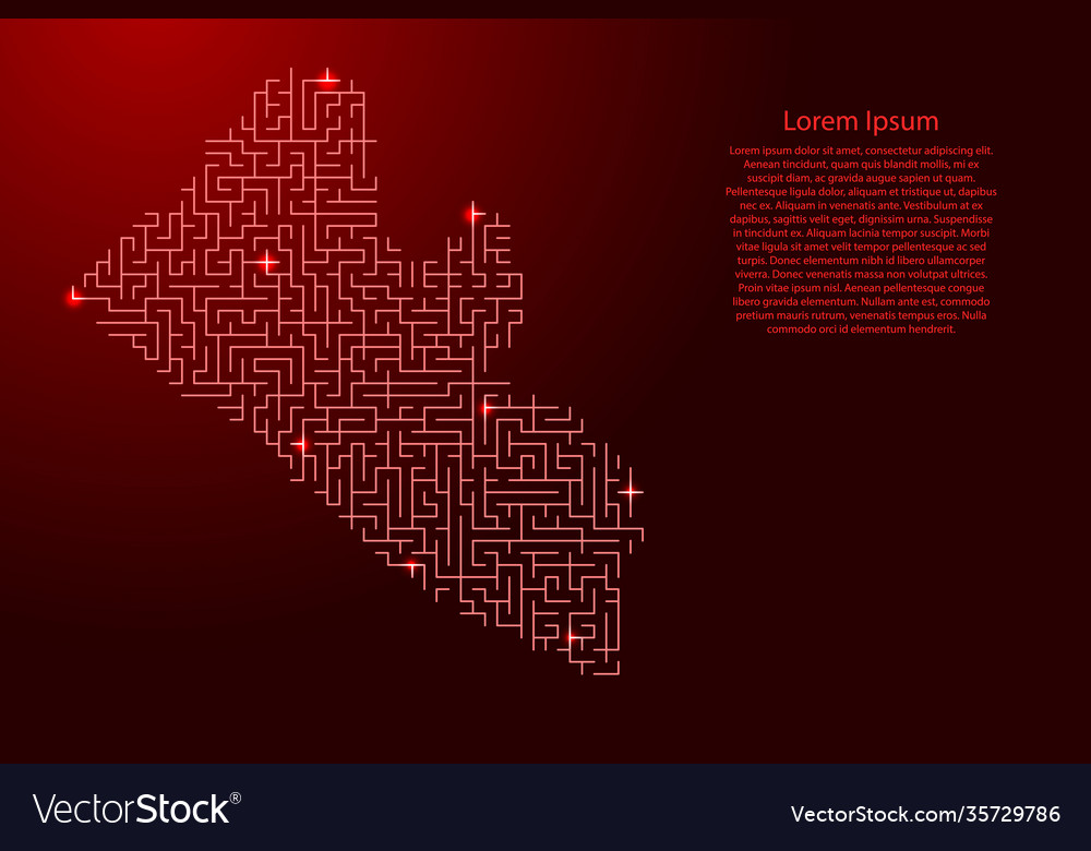 Liberia map from red pattern maze grid vector image Liberia map from red pattern maze grid