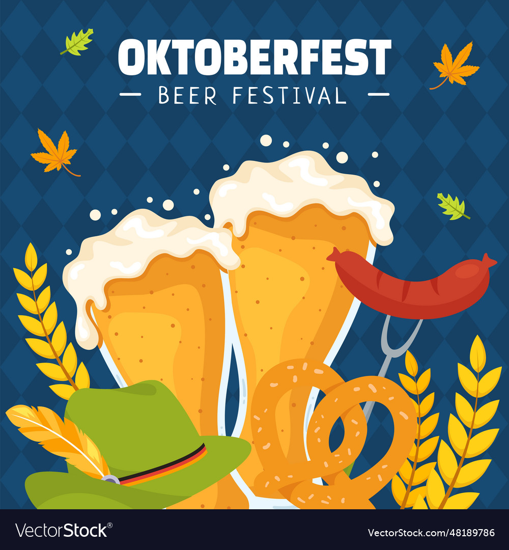 Oktoberfest Beer Festival Social Media Flat Vector Image