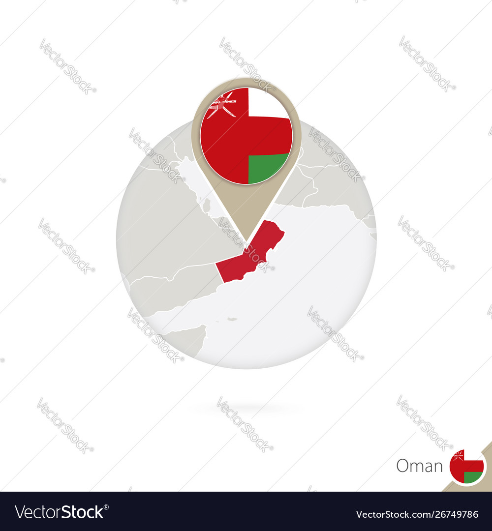 Oman map and flag in circle