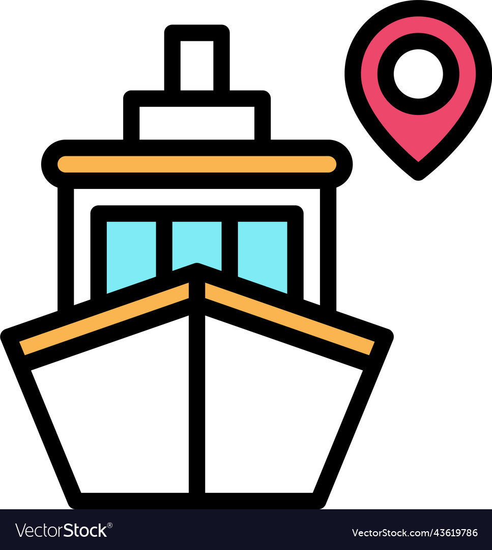 Pin with ship icon location map and navigation
