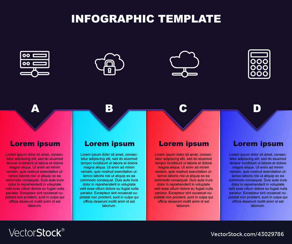 Set line server data web hosting cloud vector image Set line server data web hosting cloud