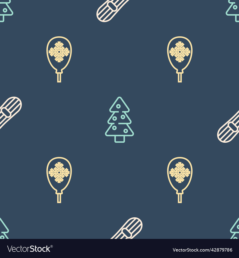 Set line snowboard balloons with snowflake vector image Set line snowboard balloons with snowflake