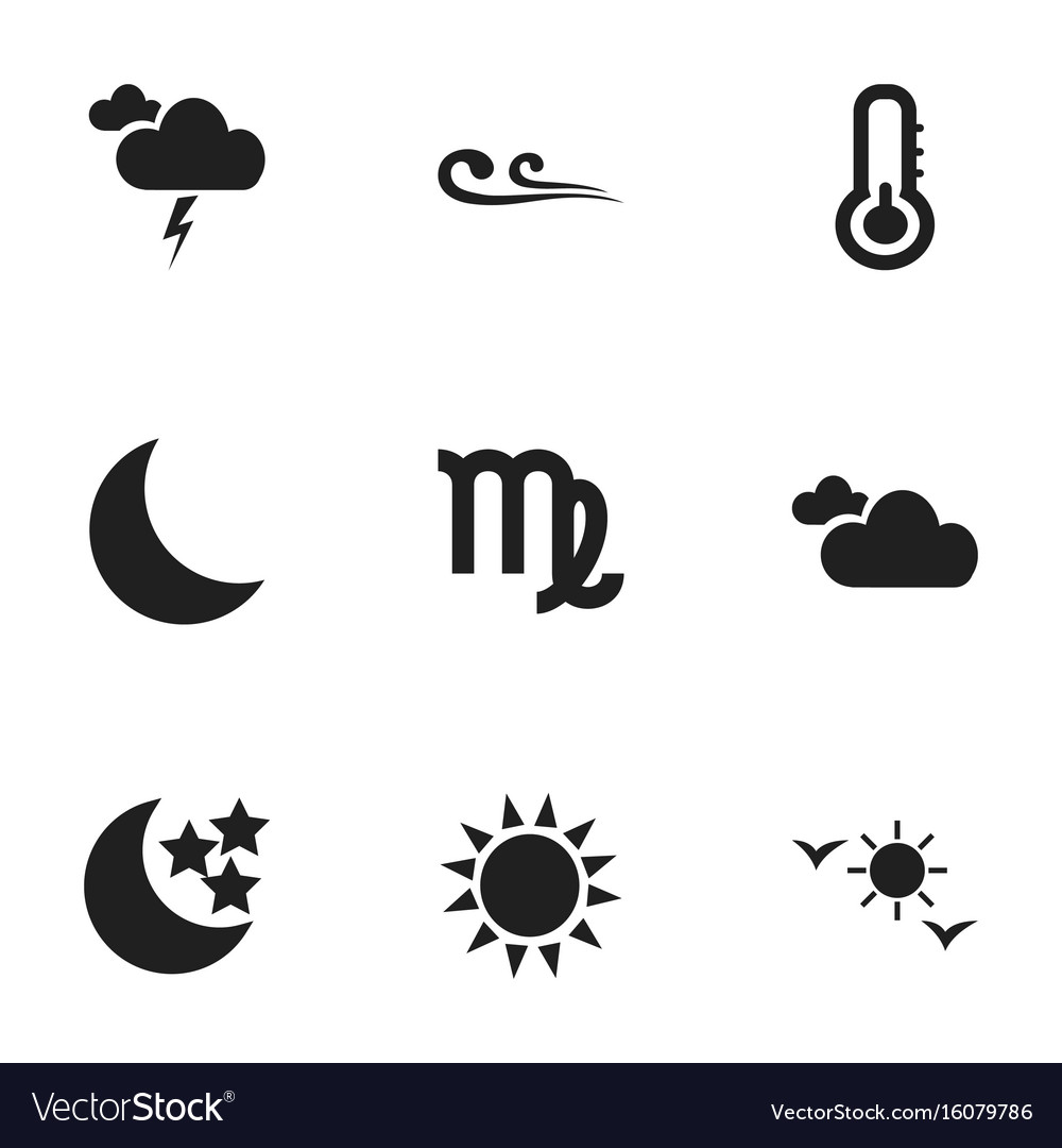 Set of 9 editable weather icons includes symbols