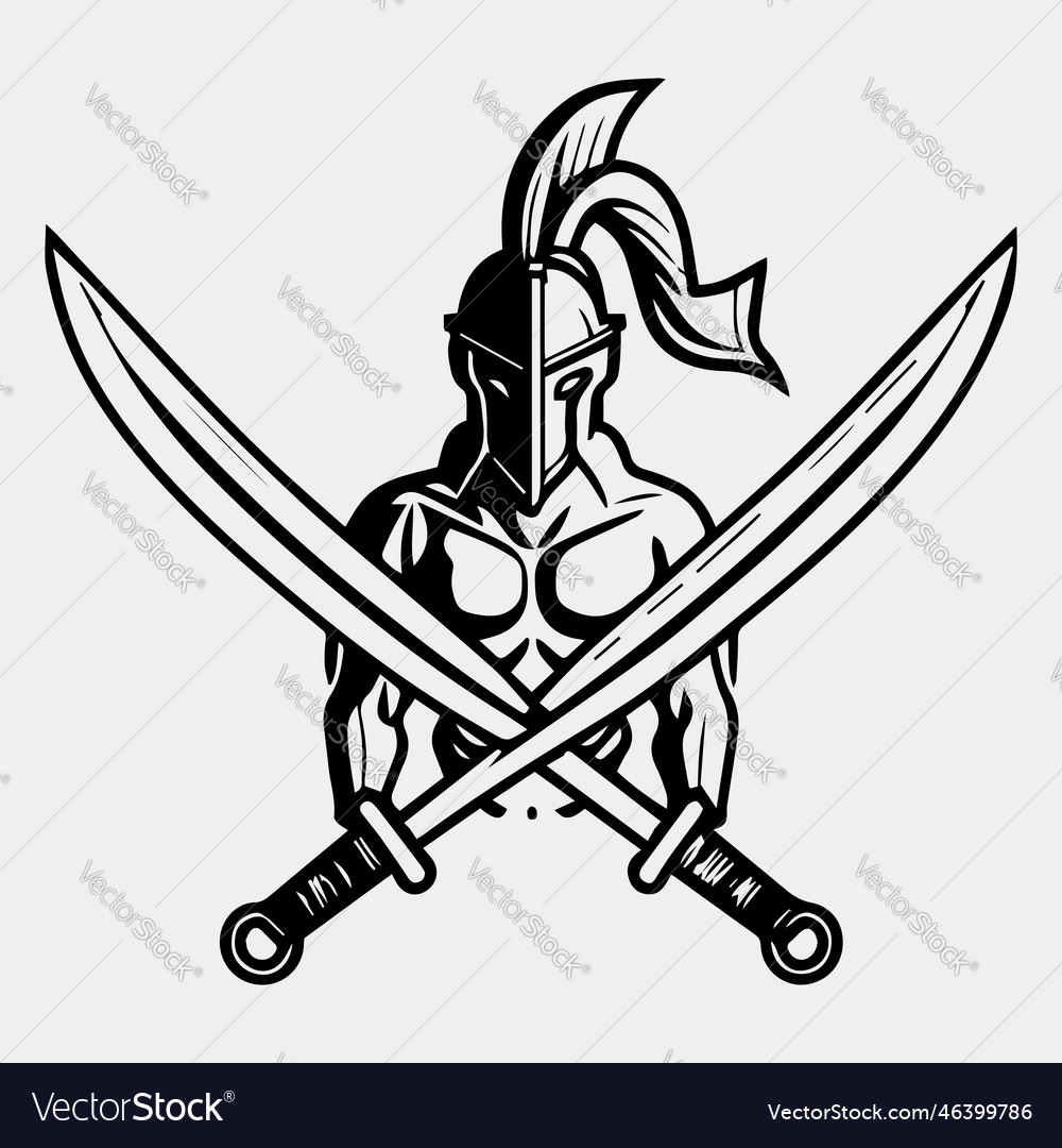 Spartan warrior stylized warrior dual swords Vector Image