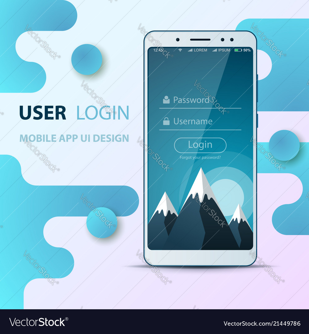 User interface design smartphone icon login vector image User interface design smartphone icon login