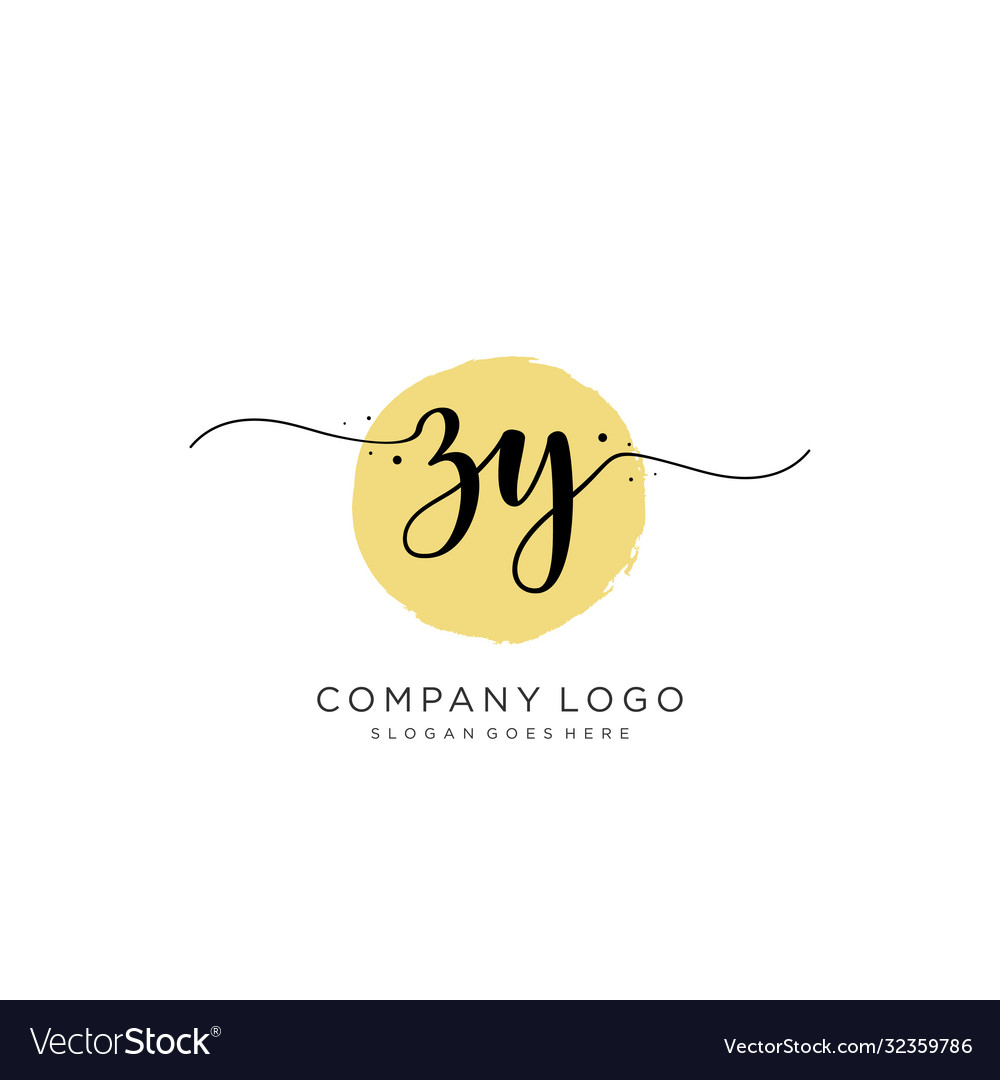 Zy initial handwriting logo design