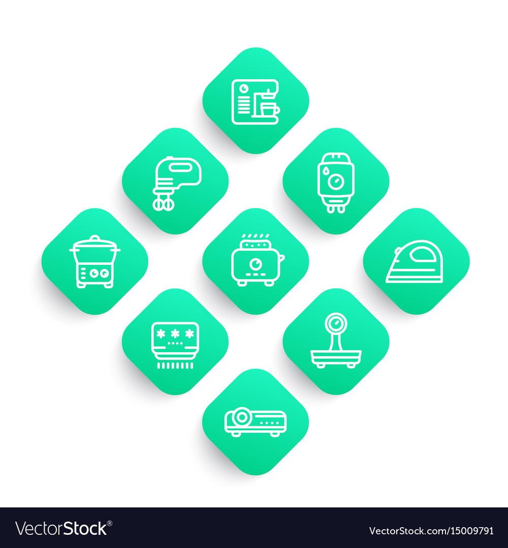 Appliances consumer electronics line icons set