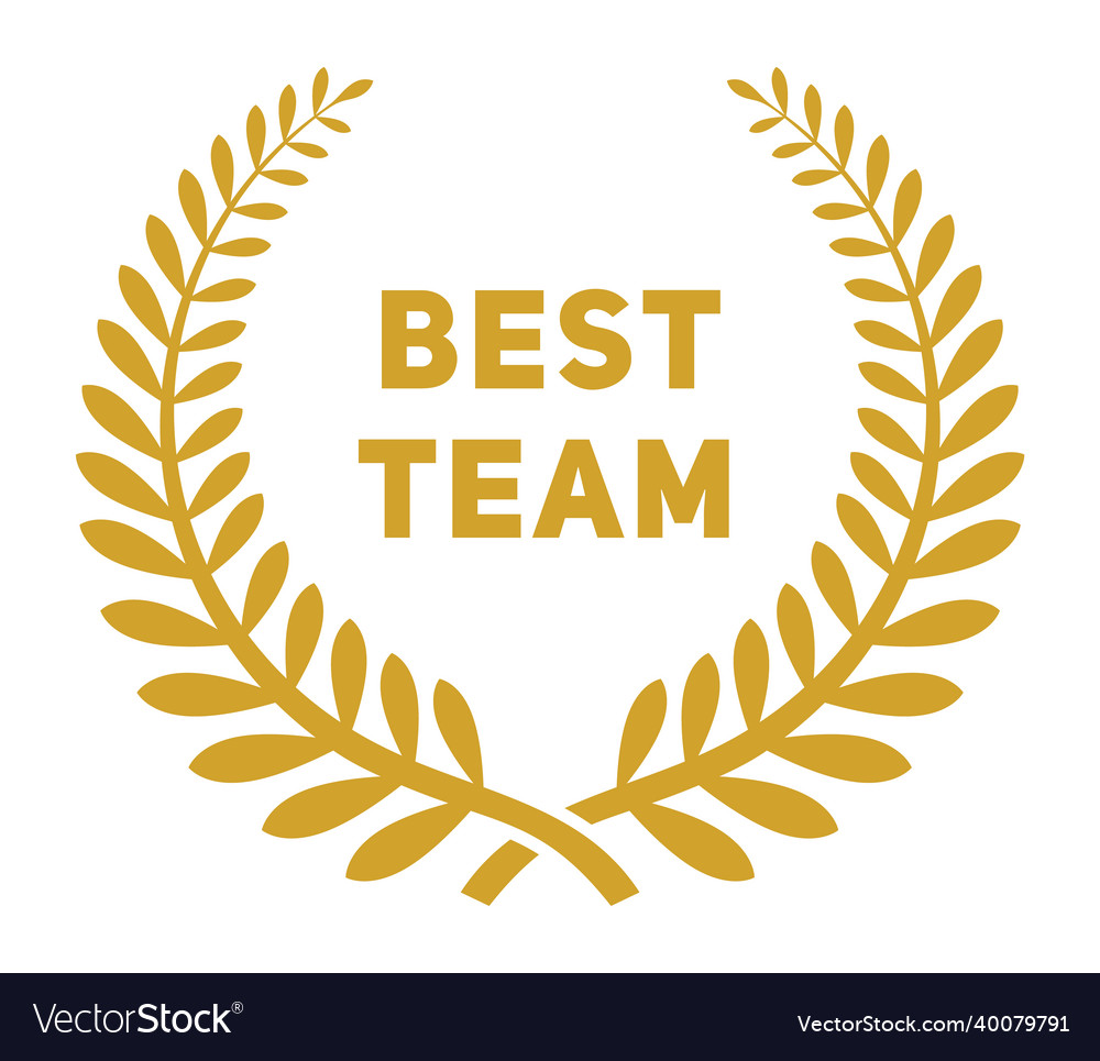 Best team golden badge laurel branches award sign