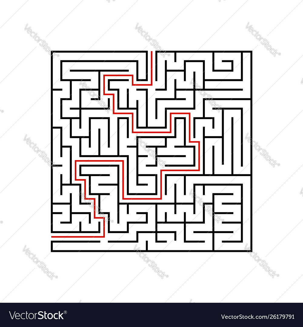 Black square maze with entrance and exit a game Vector Image