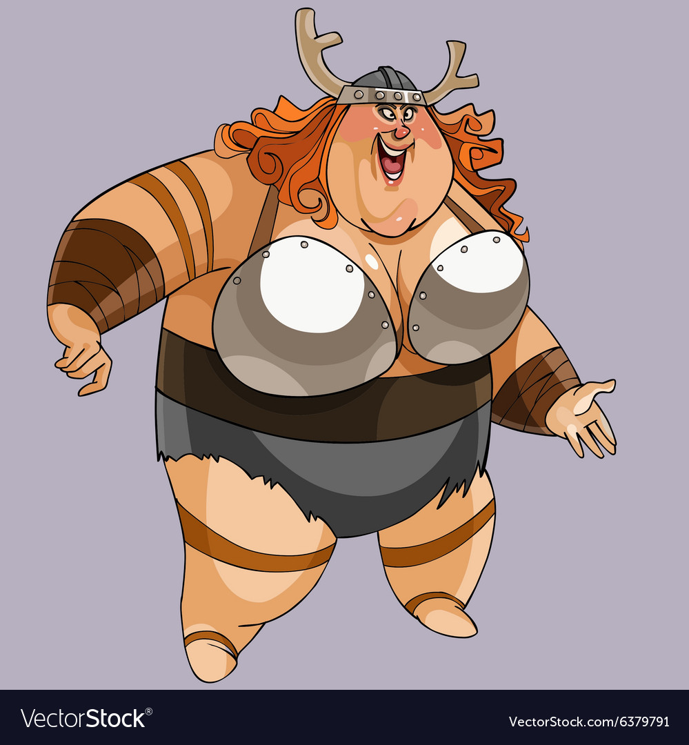 Cartoon thick mature woman viking armored Vector Image