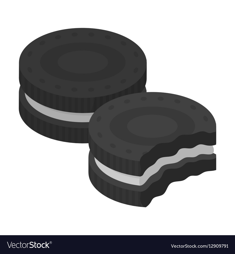 Chocolate sandwich cookies icon in monochrome