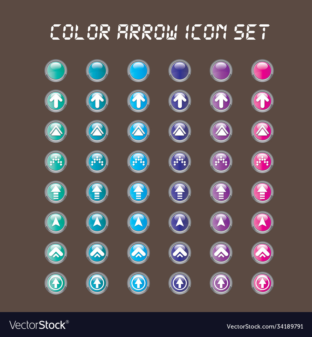 Color arrow button icon set