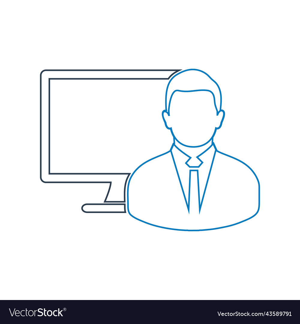 Computer user icon line style eps Royalty Free Vector Image