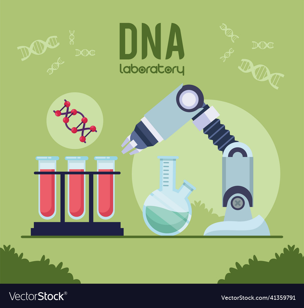 Dna laboratory with equipment Royalty Free Vector Image