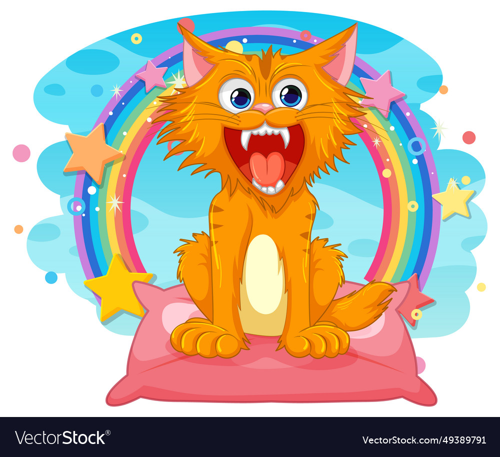 Feral cat with fantasy background Royalty Free Vector Image