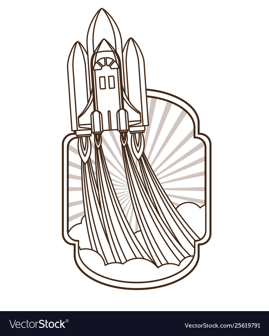 Frame with rocket taking off icon