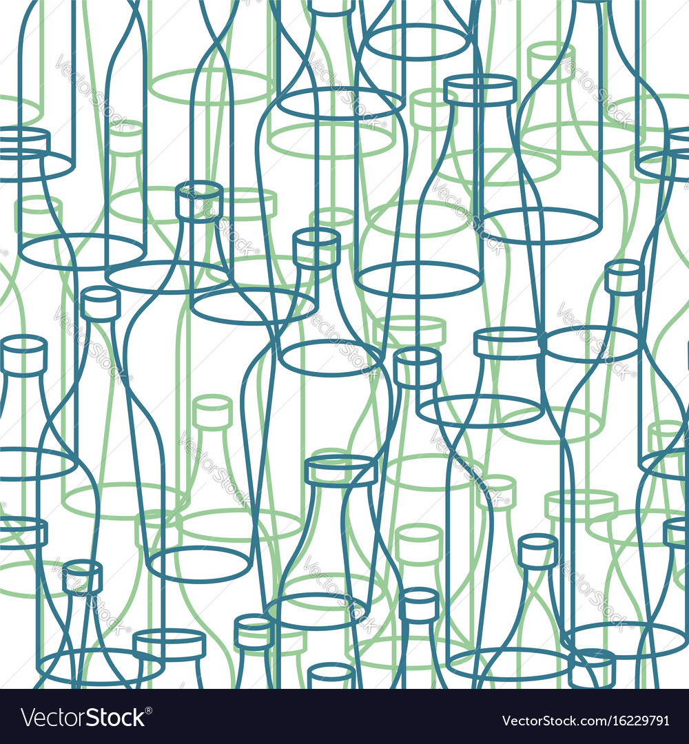 Glass bottle seamless pattern empty transparent
