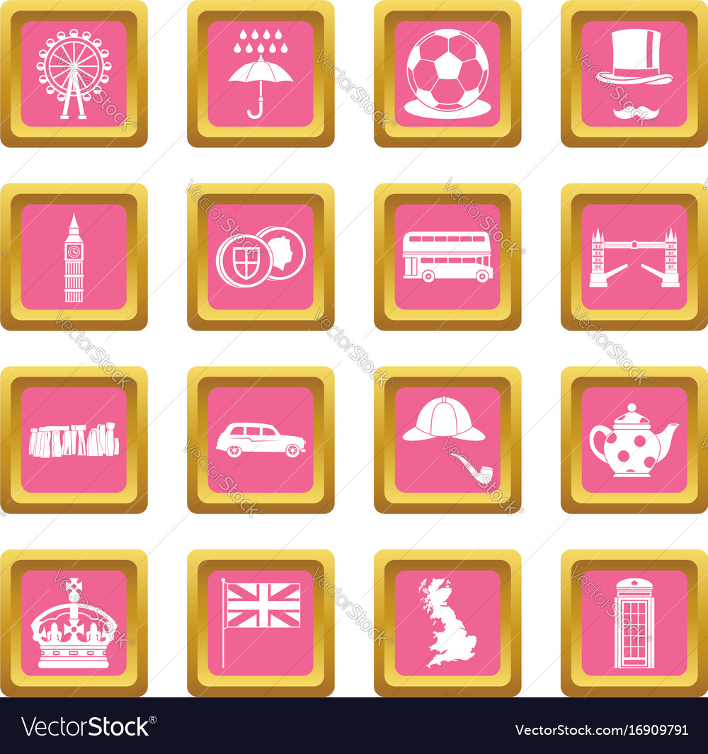 great britain icons pink royalty free vector image