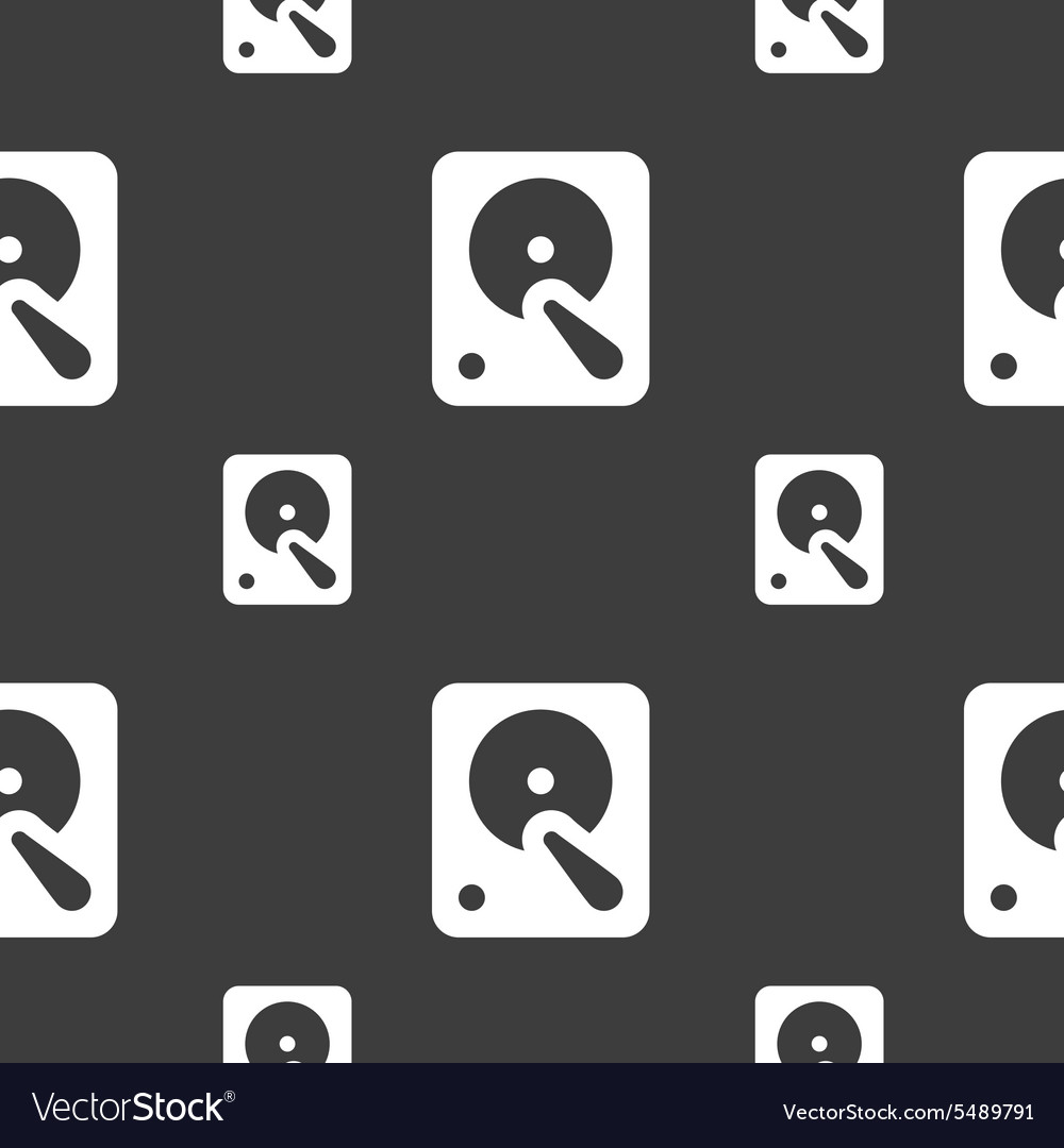 Hard disk icon sign seamless pattern on a gray