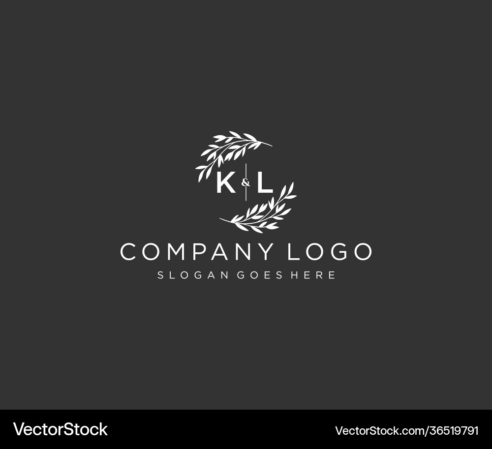 Initial kl letters floral frames monogram wedding Vector Image